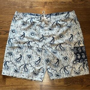 NWOT - Polo Ralph Lauren Floral/Paisley Board Shorts, Blue/White - Size 36